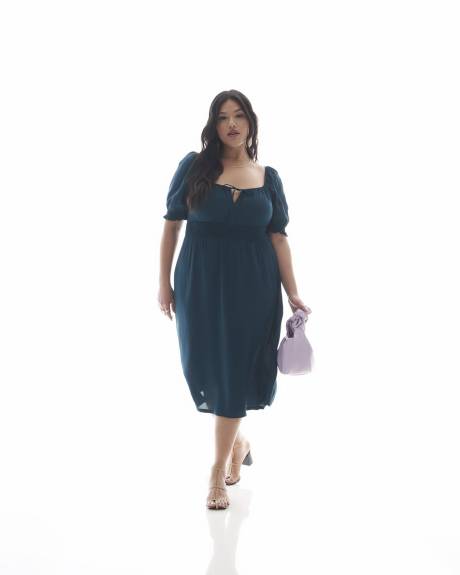 Robe midi avec taille élastique à smocks - Addition Elle
