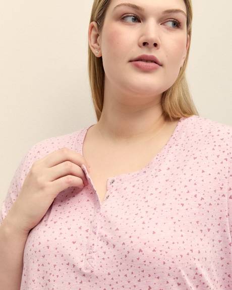 Heart-Print Heather Knit Long Sleepshirt - ti Voglio
