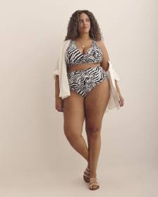 Zebra-Print High-Rise Criss-Cross Bikini Brief