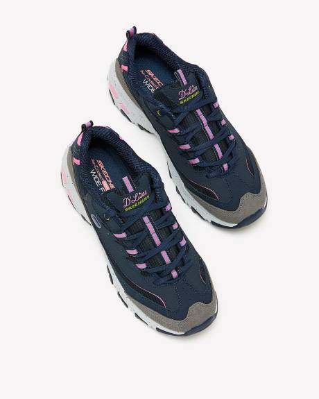 Wide Width, D'Lites Bold Views Lace-Up Sneakers - Skechers