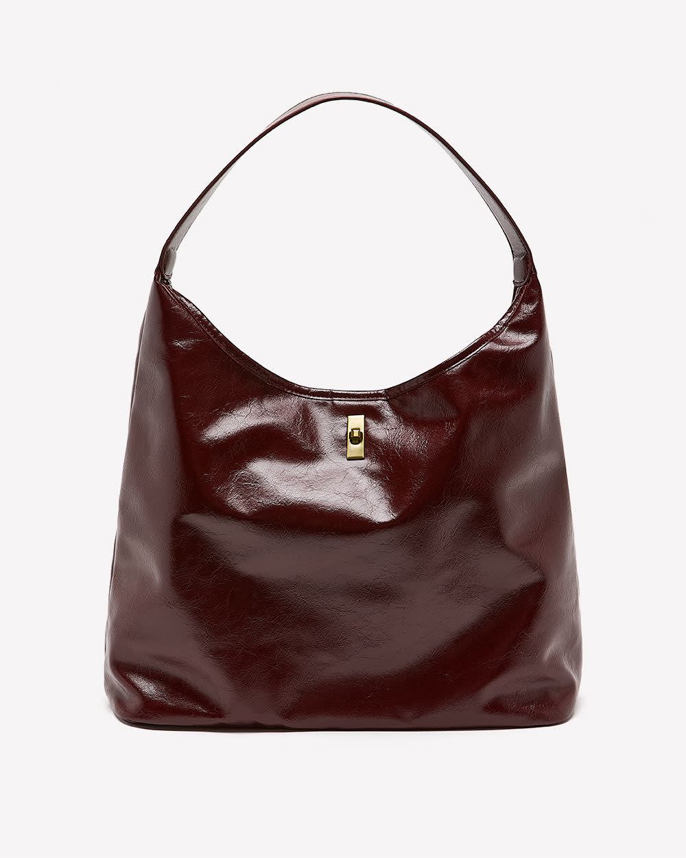 Dark Red Crinkle Shiny Tote Bag
