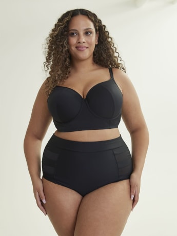 Culotte de maillot taille haute avec bandes en mesh