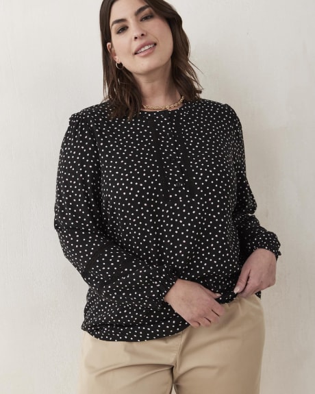 Printed Blouse with Long Balloon Sleeves