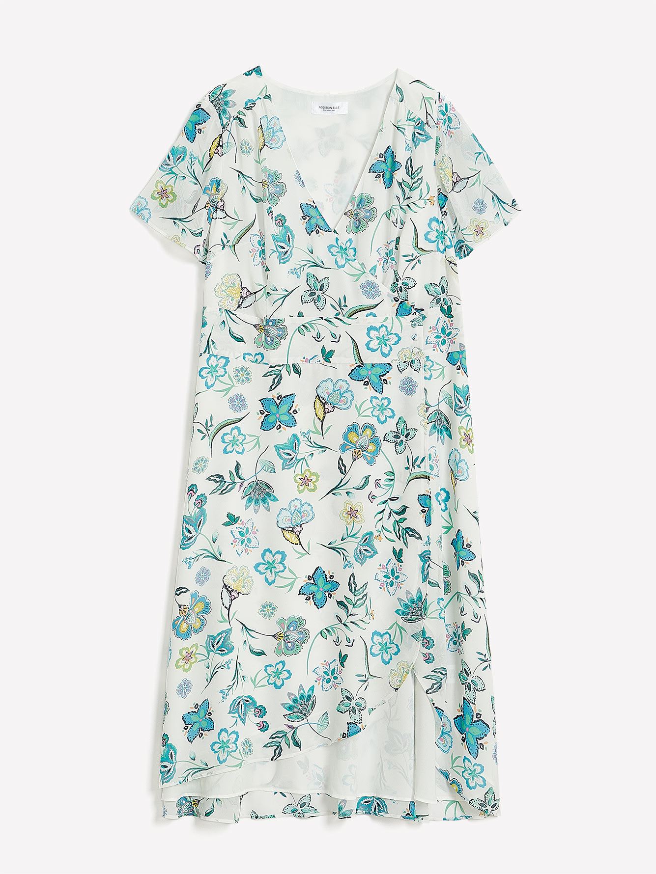 Responsible, Floral Asymmetrical Wrap Midi Dress - Addition Elle