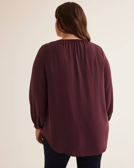Satin Blouse with Long Balloon Sleeves
