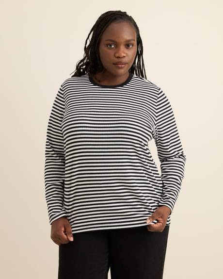 T-shirt côtelé rayé, coupe boyfriend - Essentiels PENN.