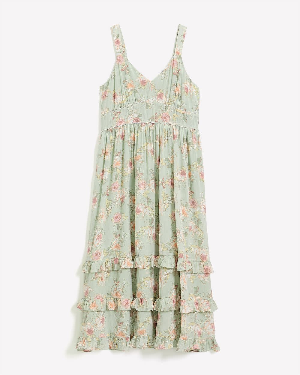 Floral Sleeveless Maxi Dress with Pearl Trim - Addition Elle