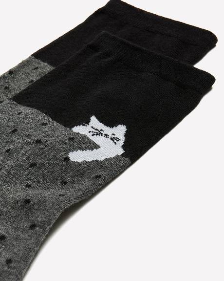 Chaussettes à pois avec petit chat
