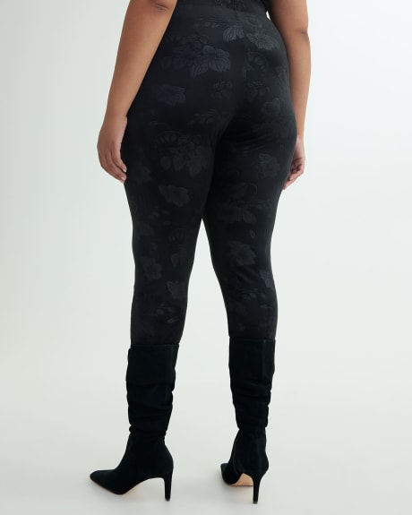 Black Velvet Fashion Legging with Floral Texture - PENN. Essentials