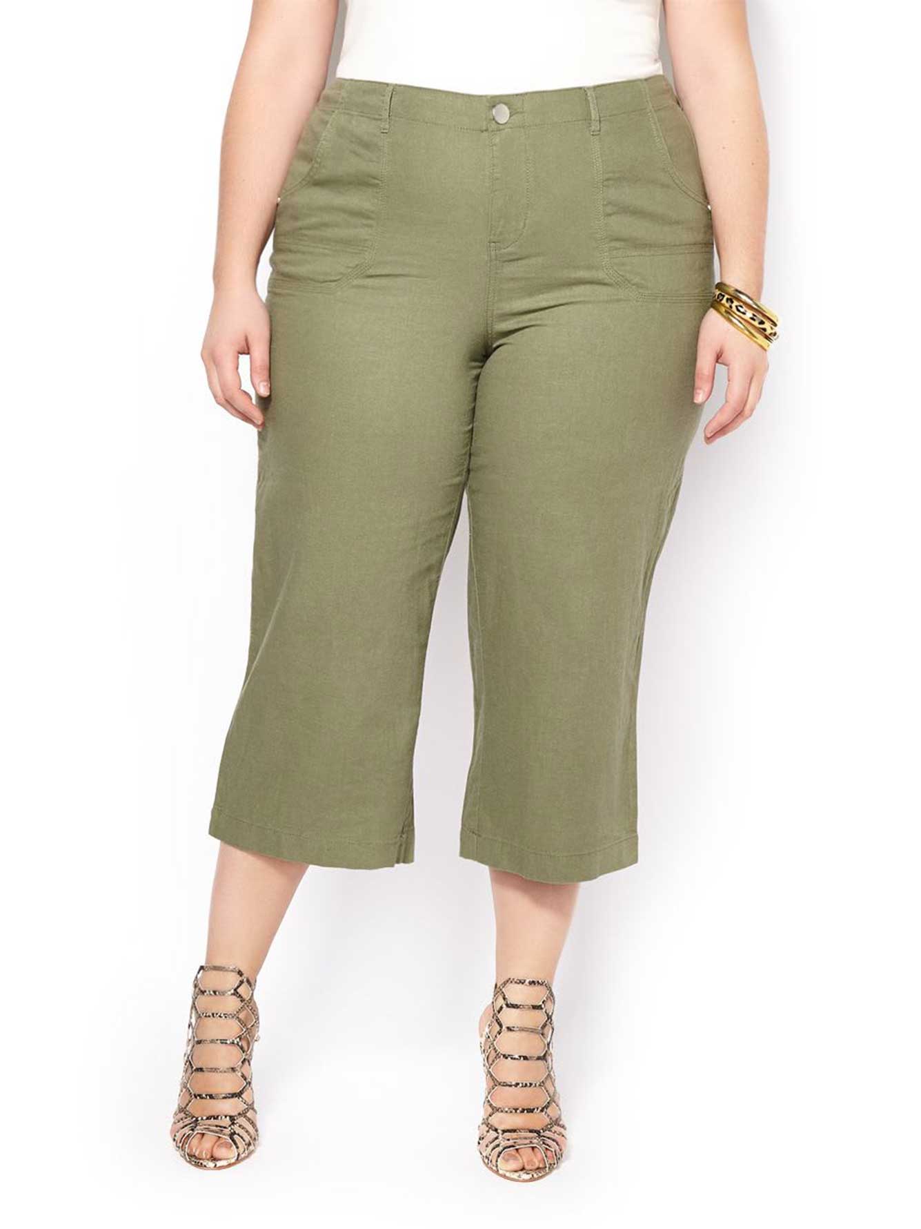 Slightly Curvy Fit Wide Leg Capri Penningtons