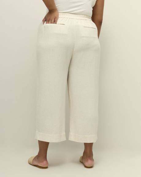 Pantalon court à jambe large en mélange de lin