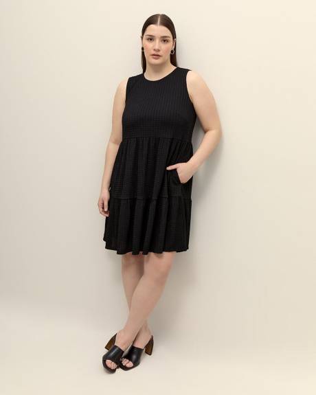 Textured Knit Sleeveless Swing Dress - Addition Elle