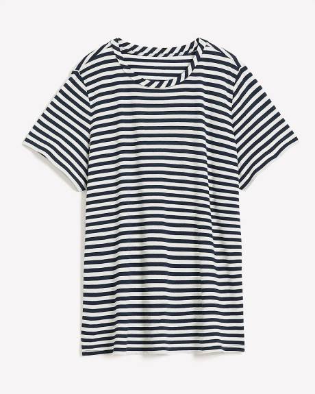 T-shirt bleu rayé, coupe boyfriend - Essentiels PENN.