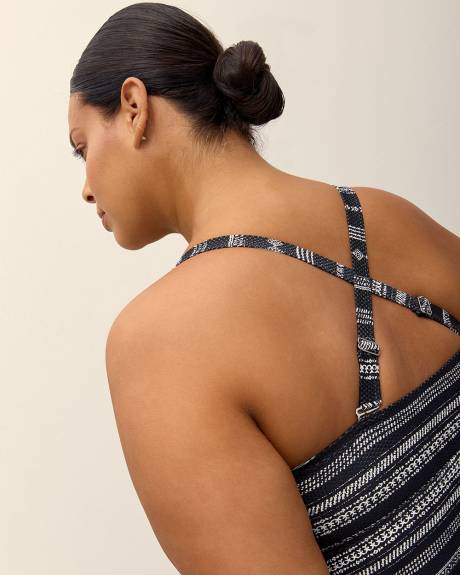Striped Twisted Bandeau Tankini Top