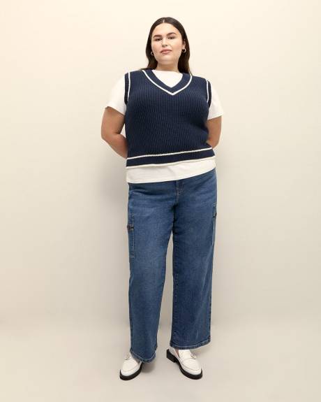 Responsible, Petite, Straight-Leg Cargo Jean, Medium Wash - d/C JEANS