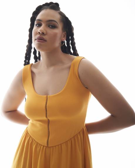 Robe jaune évasée sans manches - Addition Elle