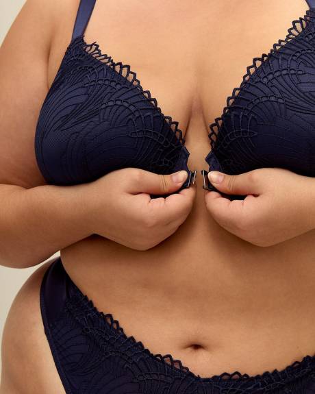 Front-Closure Plunge Bra with Lace - Déesse Collection