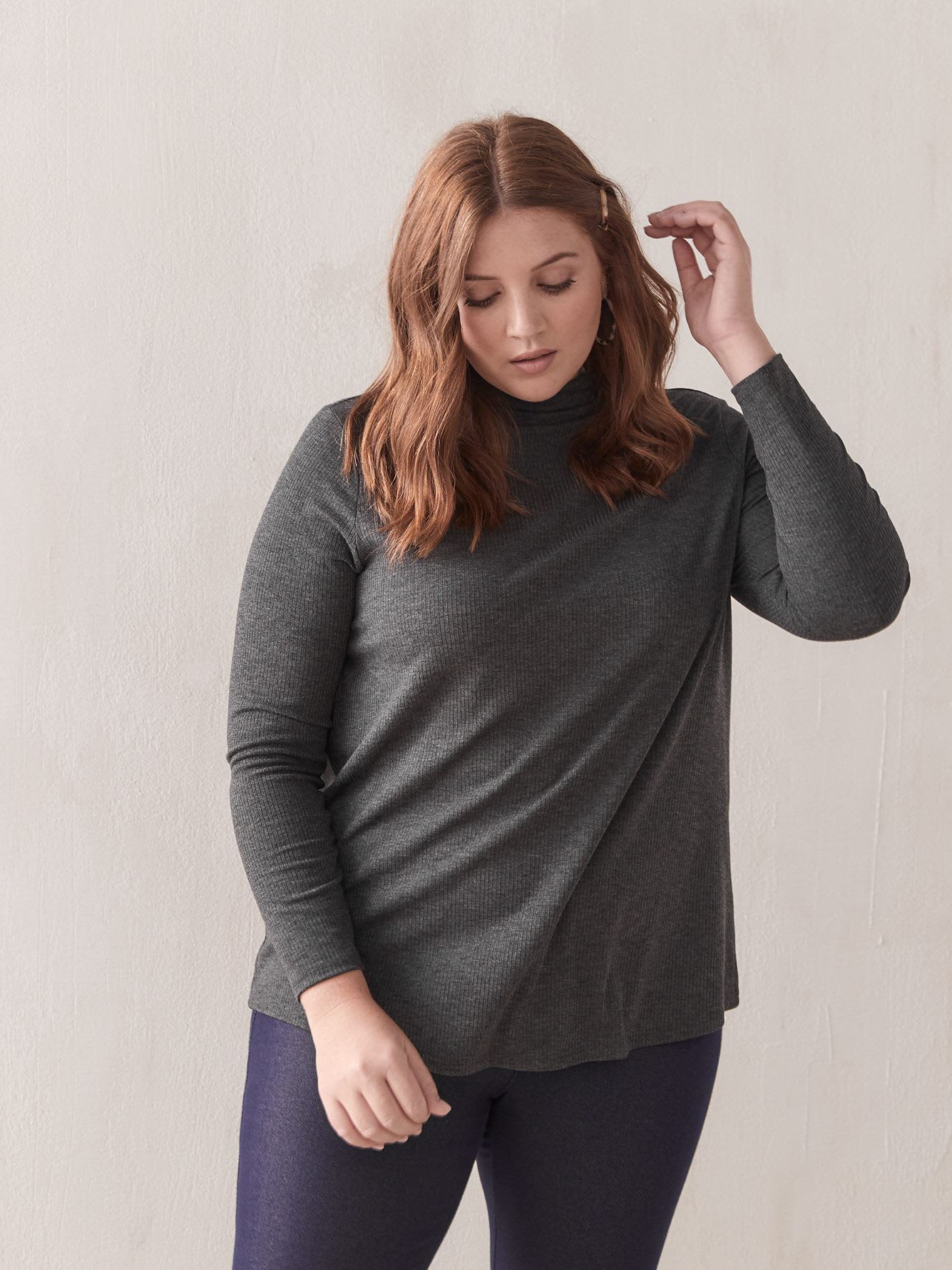 Long-Sleeve Ribbed Top - Addition Elle | Penningtons