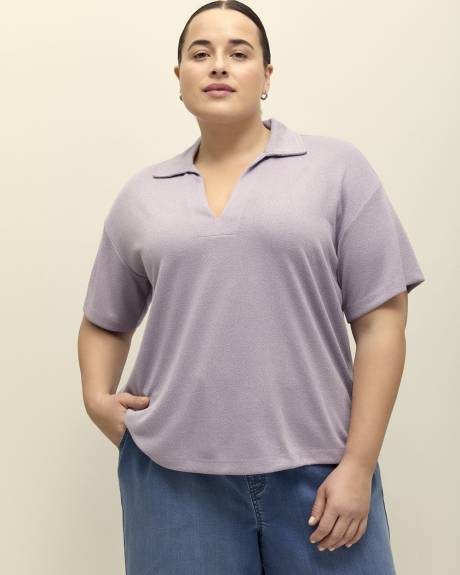 Short-Sleeve Polo Knit Top