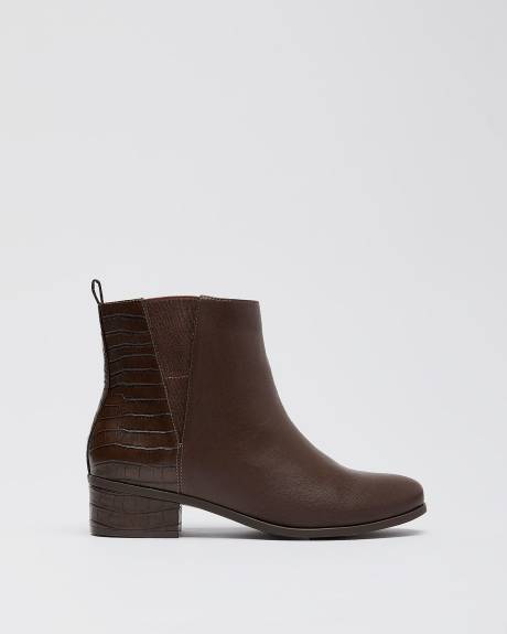 Extra Wide Width, Faux-Leather Bootie with Crocodile Back