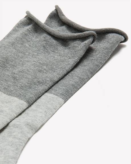 Heather Colourblock Crew Socks with Rolled Edge