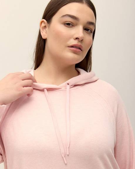 Hooded Fleece Tunic with Cut and Sew Details - Active Zone