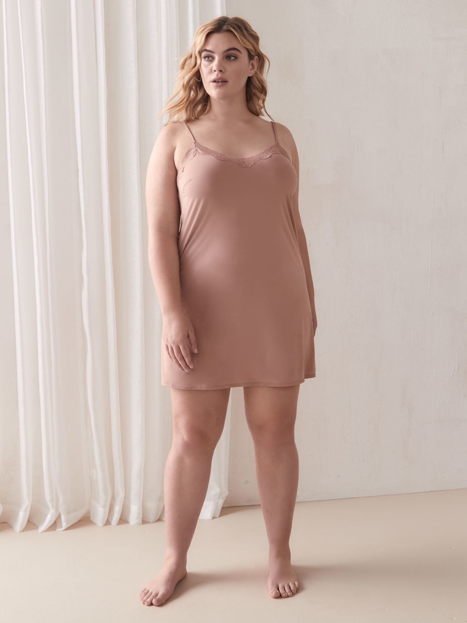 Slip Dress with Lace Trim - Addition Elle