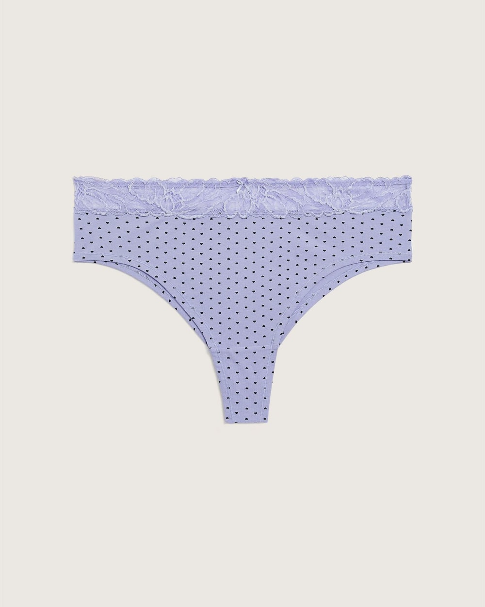 Cheeky Brief with Mini-Heart Print, Lace Waistband and Bow - ti