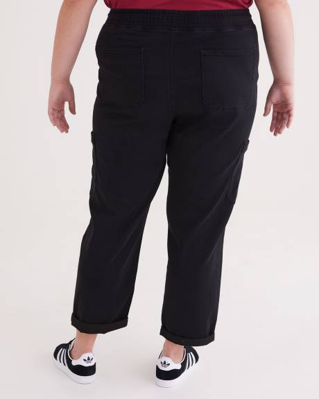 1948-Fit Stretch Denim Cargo Jogger Pants, Black Wash - d/C JEANS