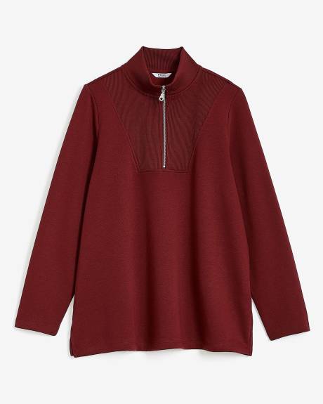 Mock-Neck Long-Sleeve Sweatshirt