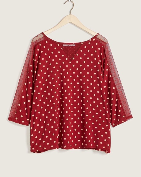 Petite, Boat Neck Top With Mesh Inserts - In Every Story