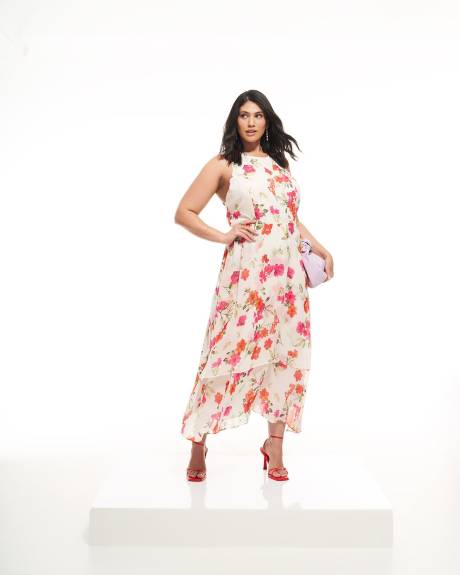 Robe longue fleurie sans manches - Addition Elle
