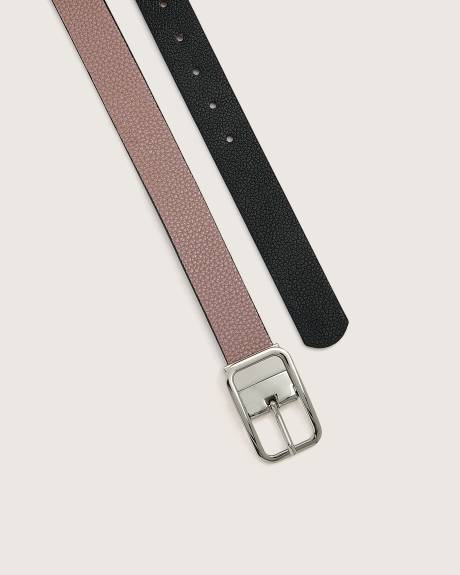 Reversible Faux Leather Denim Belt