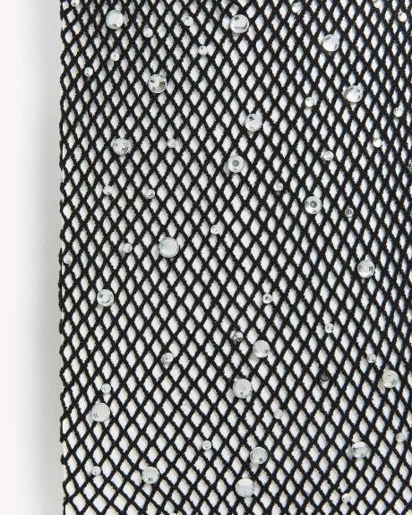 Black Rhinestone Fishnet Fashion Tights