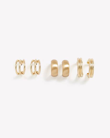Small Assorted Golden Hoop Earrings, Set of 3