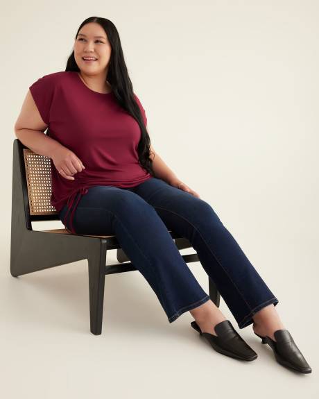 Responsible, Long Knit Top with Shirring Hem
