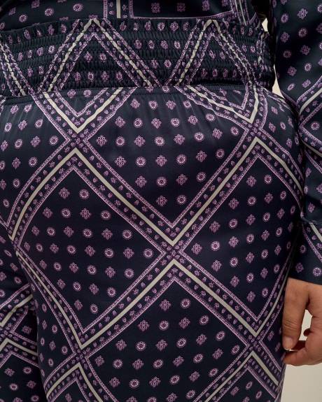Pantalon de pyjama en satin à motif avec jambe évasée - Déesse Collection