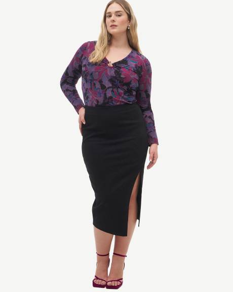 Faux-Wrap Midi Skirt - Addition Elle