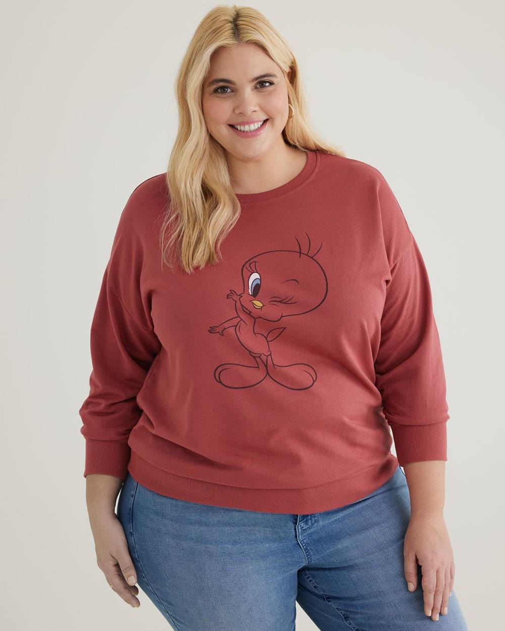 Crewneck Sweatshirt with Tweety Bird Print Penningtons