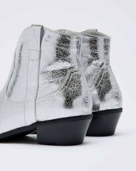Extra Wide Width, Silver Western Bootie