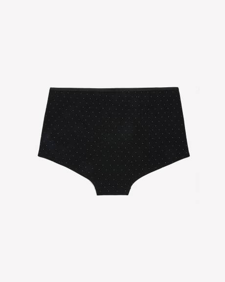 Culotte garçonne en coton noir à pois avec élastique scintillant - ti Voglio
