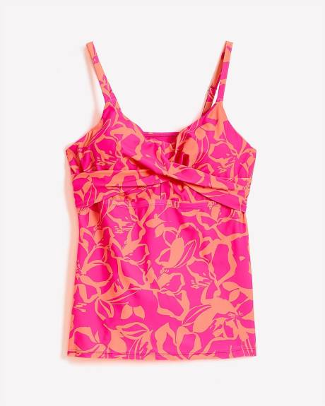 Pink Floral-Print Aeries Tankini Top - Raisins Curve