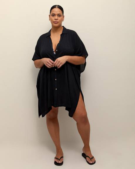 Vacay Cover-Up Tunic Shirt - Raisins Curve