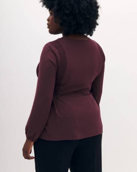 Fit and Flare Blouse with Smocking at Side - Addition Elle