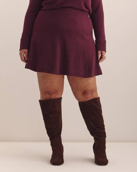 Responsible, Burgundy A-Line Sweater Midi Skirt - Addition Elle