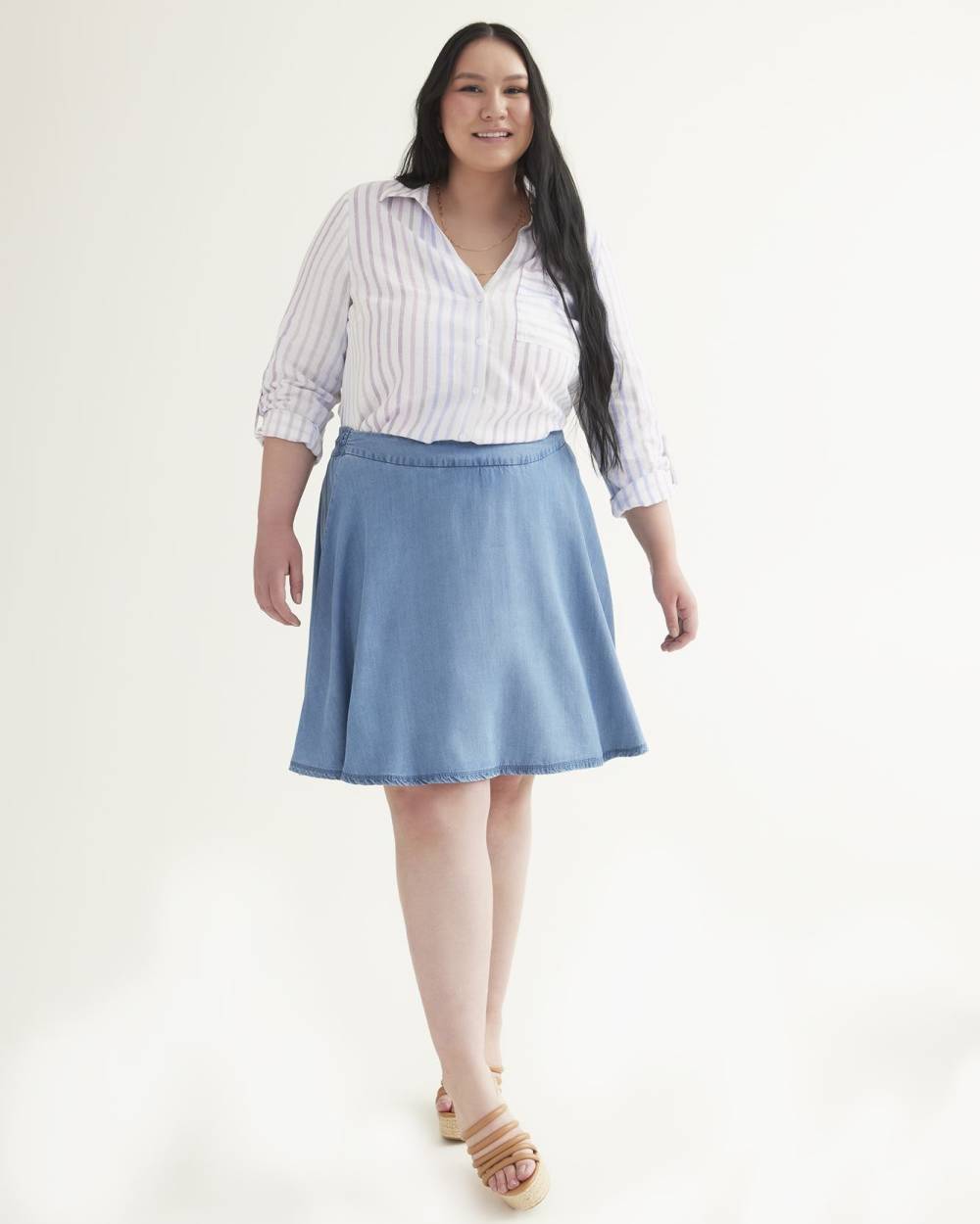Responsible, Tencel Skater Skort, Medium Wash - d/C JEANS