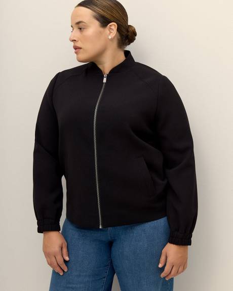 Cropped Black Bomber Jacket - Addition Elle