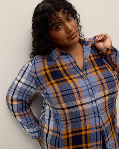 Plaid Buttoned-Down Tunic Shirt