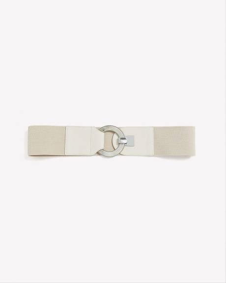 Wide Elastic Belt with Round Buckle