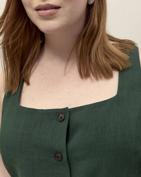 Veste sans manches ajustée à encolure carrée